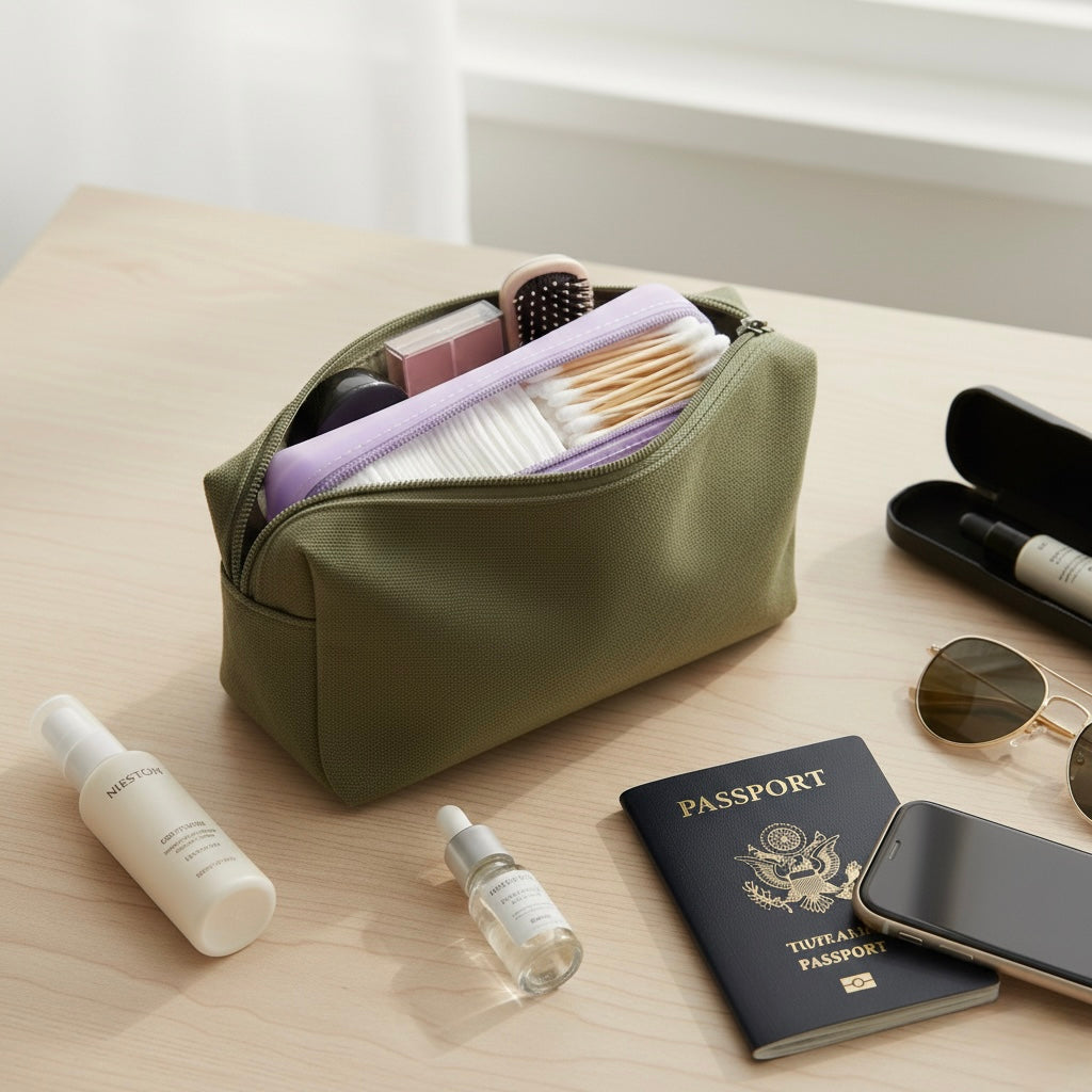 Visfresh travel beauty organizers for contact lenses, cotton pads, swabs, and disposable face towels, Visfresh contact lens travel case for daily disposable lenses,
