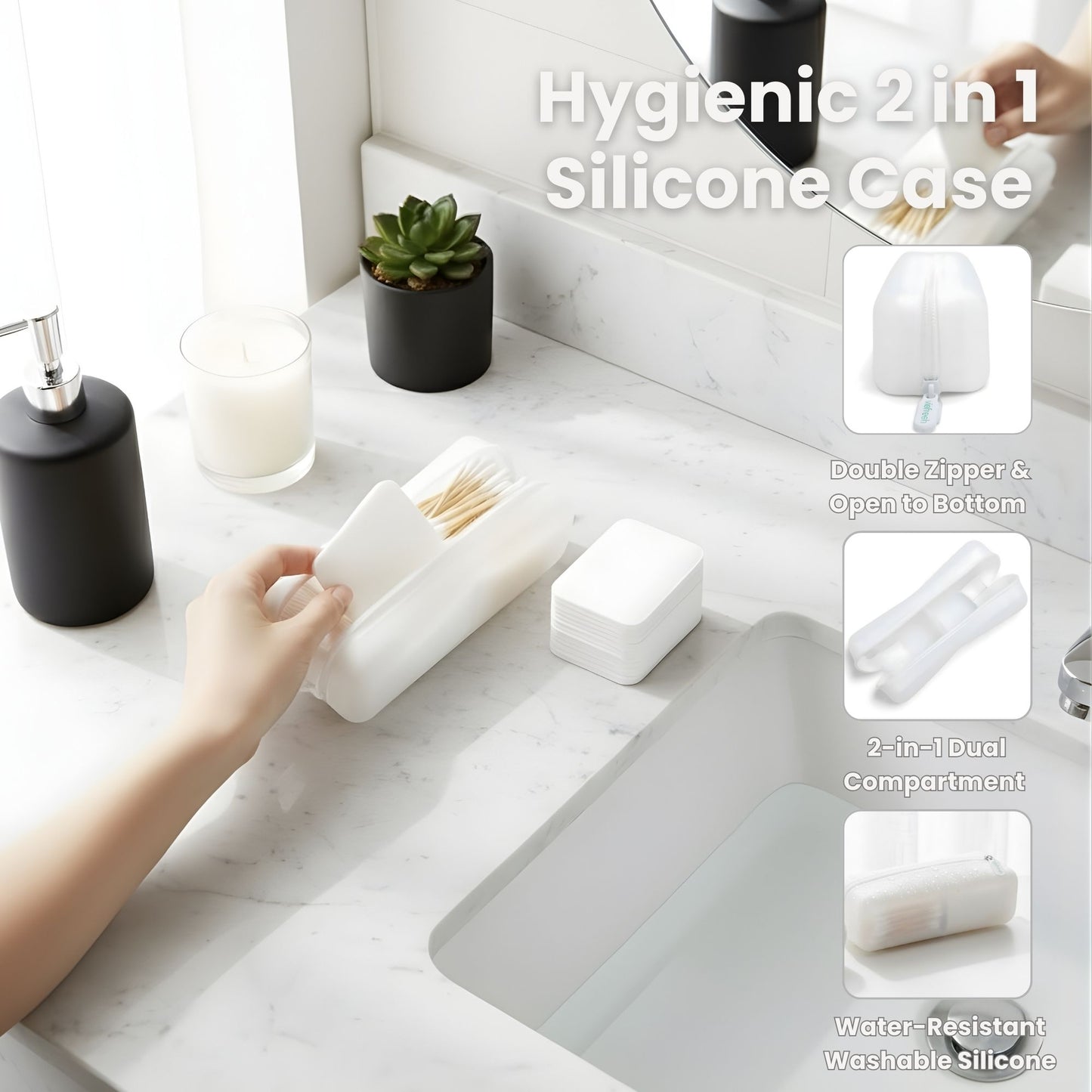 Cotton Pad & Swab 2-in-1 Portable Travel Case