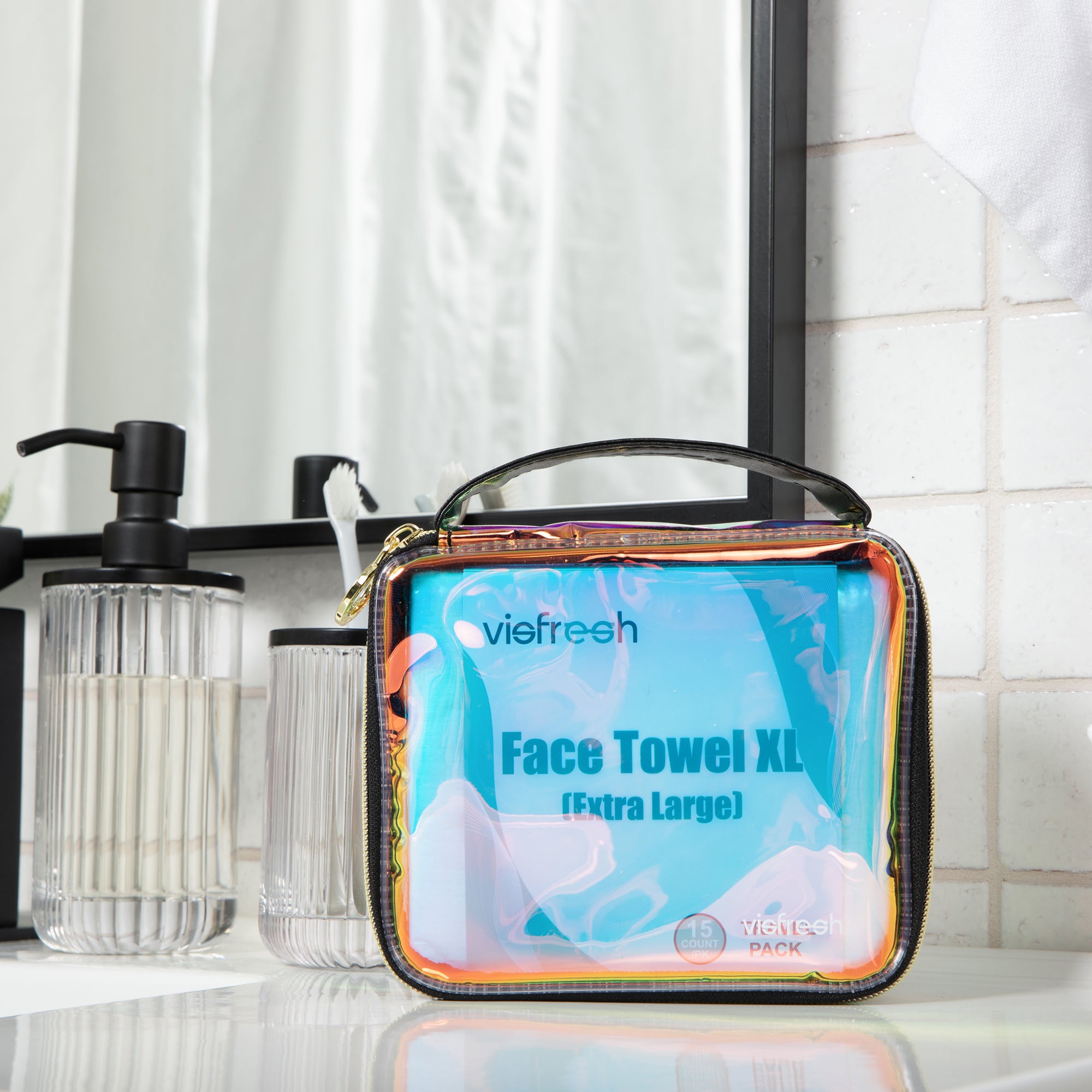 Disposable Face Towel Holder & Travel Storage Case with 15 Count