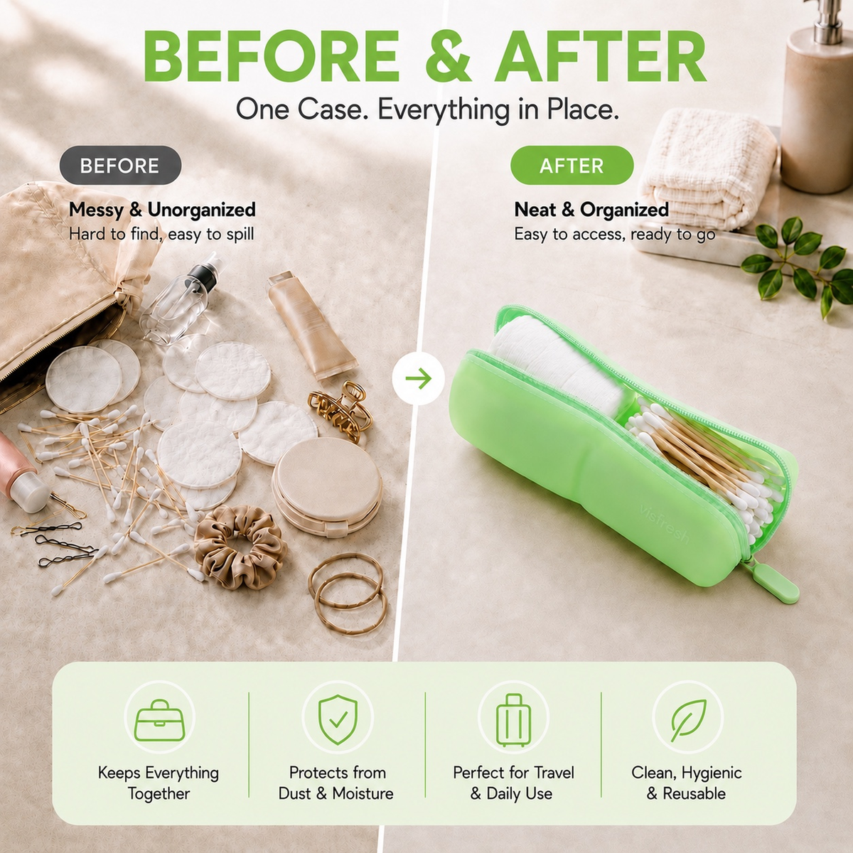 Q-Tip Travel Case & Cotton Round Holder Dispenser