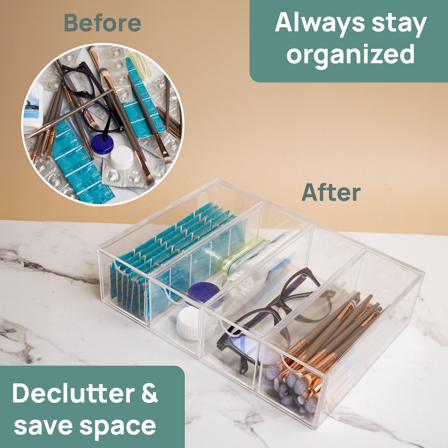 Daily Contact Lens 4-Drawer Organizer Dispenser