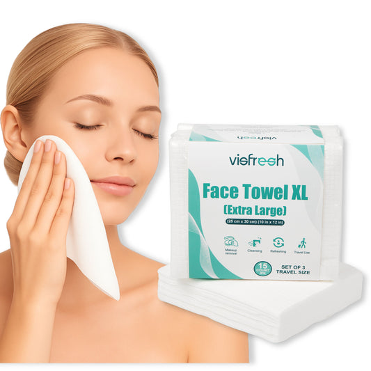 Disposable Face Towel Travel Pack – XL 10"×12" 15 Towels Per Pack (3 Packs)