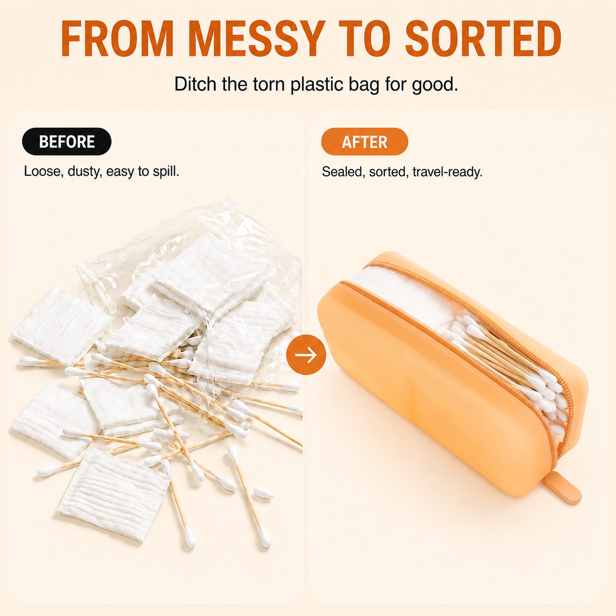 Travel Qtip Holder & Cotton Pad Travel Case