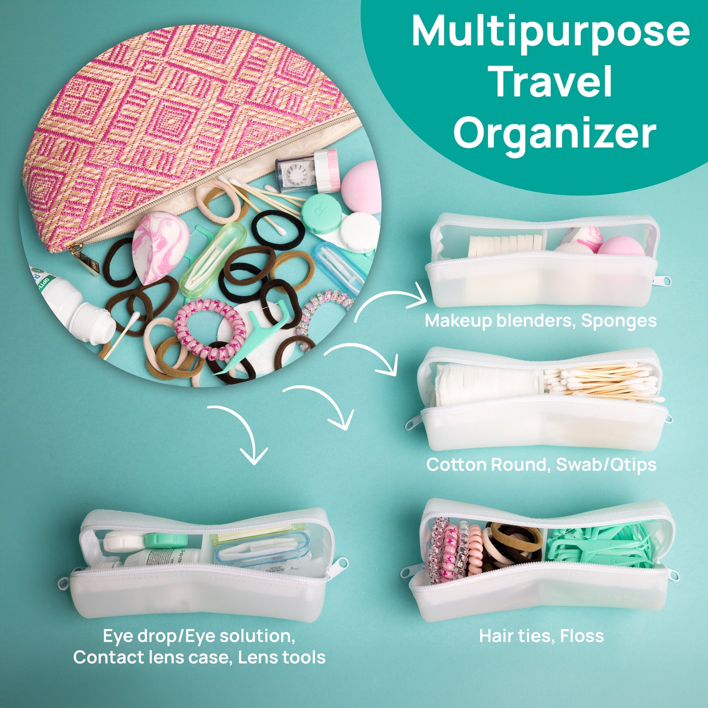Visfresh Cotton Round and Swab Travel Case - 2 in 1 Portable Organization