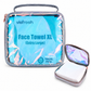 Disposable Face Towel Holder & Travel Storage Case with 15 Count XL Refillable Towels